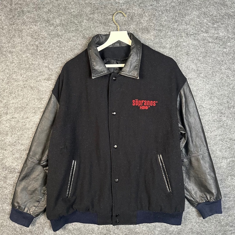 Vintage HBO The Sopranos Varsity Jacket Mens XL Wool Leather Sleeves Promo Rare